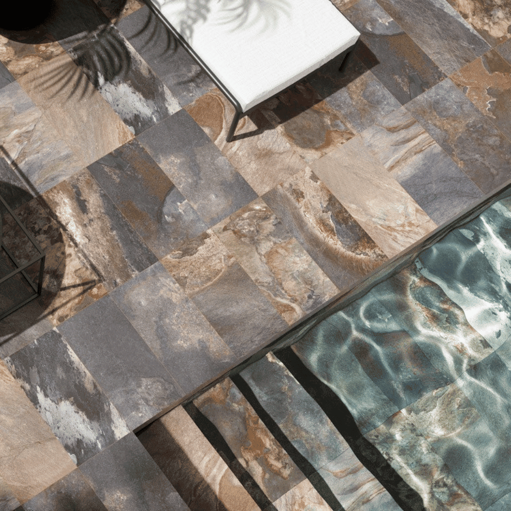Carrelage pierre de bali extérieur Brun Multicolor Naturel Biltmore Argenta
