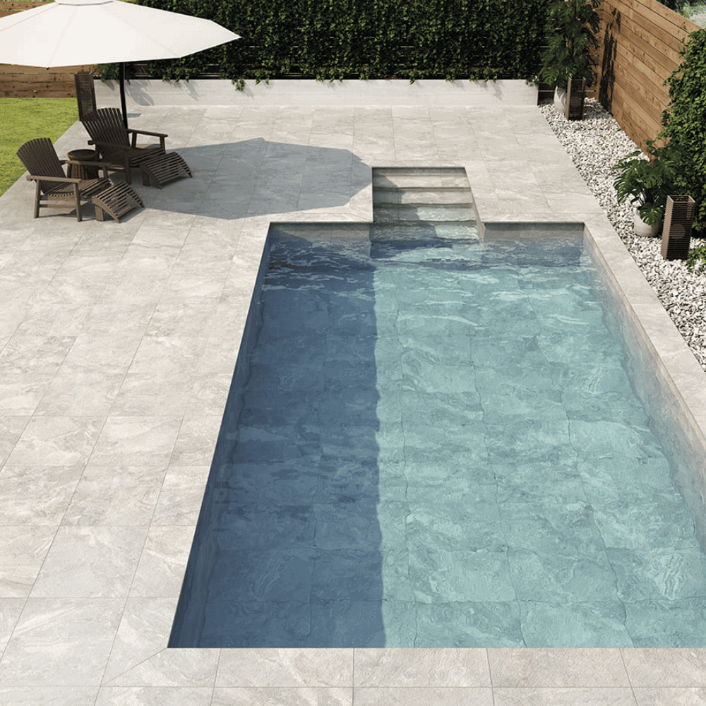 Carrelage Extérieur effet Pierre 45 x 65 cm Antidérapant Gris Perugia HDC