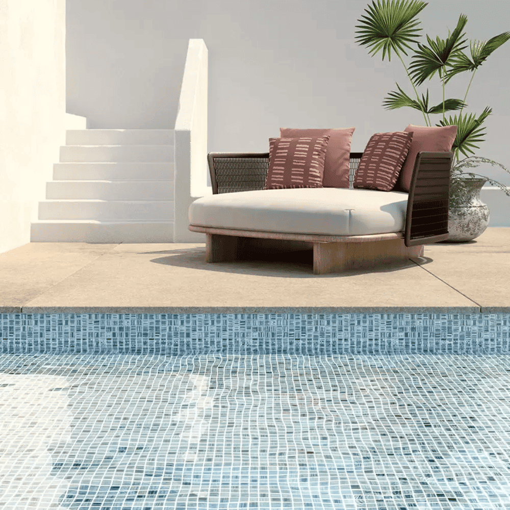 Mosaïque Piscine, Salle de bain effet Chromatic 2,5 x 2,5 cm Poli brillant Blue Mix Tender Vidrepur